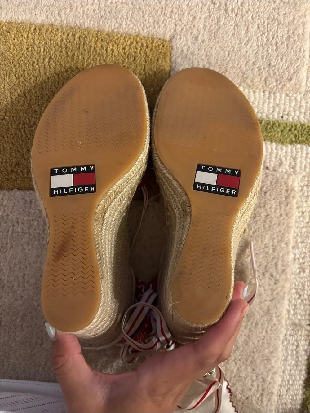 Tommy Hilfiger Red Bandana-Print Espadrille Wedge Sandals